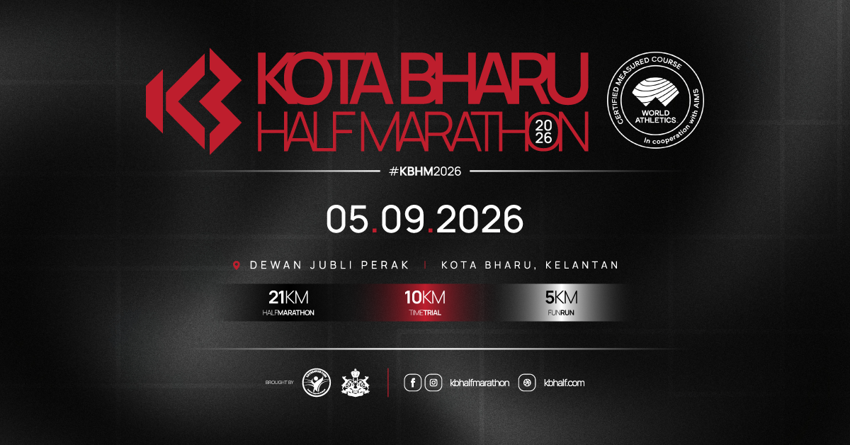 Kota Bharu Half Marathon 2026 event banner - Dewan Jubli Perak-Kota ...